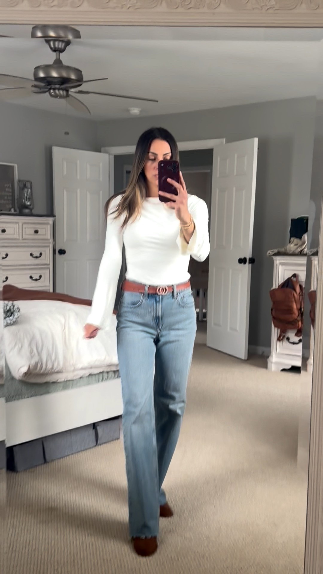Wore this to a girls dinner & to shop around the mall afterwards! 

An easy, elevated, casual outfit that looks classy, and put together without overdoing it. 

Abercrombie jeans are a size 25, TTS! Length, REG, could have gotten SHORT! Shirt, TTS (XS) fitted! 

Bell sleeves | 90s Abercrombie high rise jeans | frayed jeans | petite girls | fitted top | casual outfits | elevated outfits | Amazon tops | relaxed denim | high waisted denim 

#LTKgrwm #LTKselfcare #LTKootd