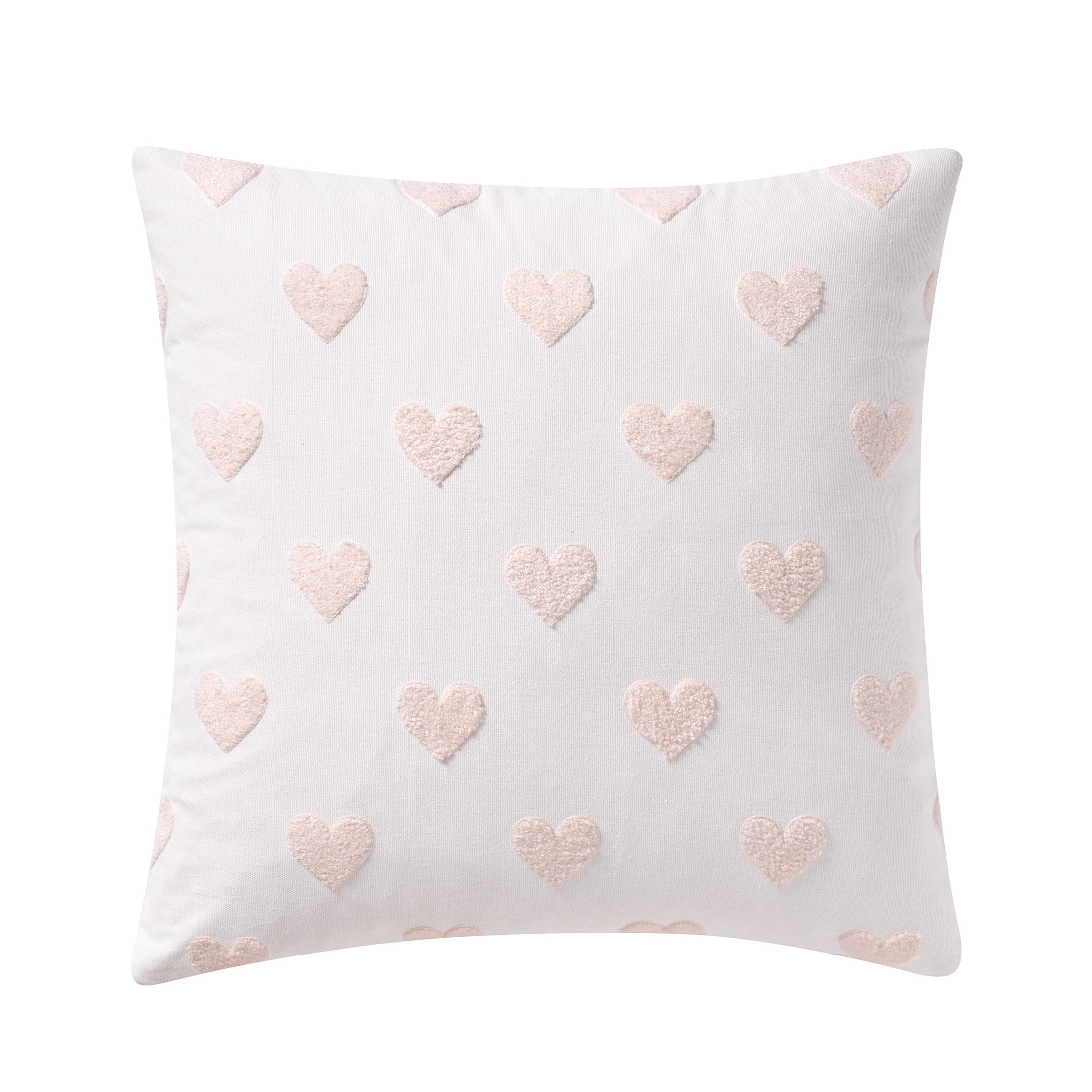My Texas House 18" x 18" Bright White Tufted Hearts Cotton Decorative Pillow Cover | Walmart (US)