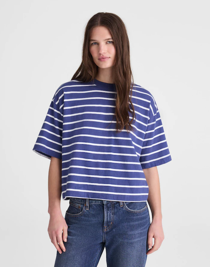 The Boxy Crop Tee in Allday Jersey | Madewell