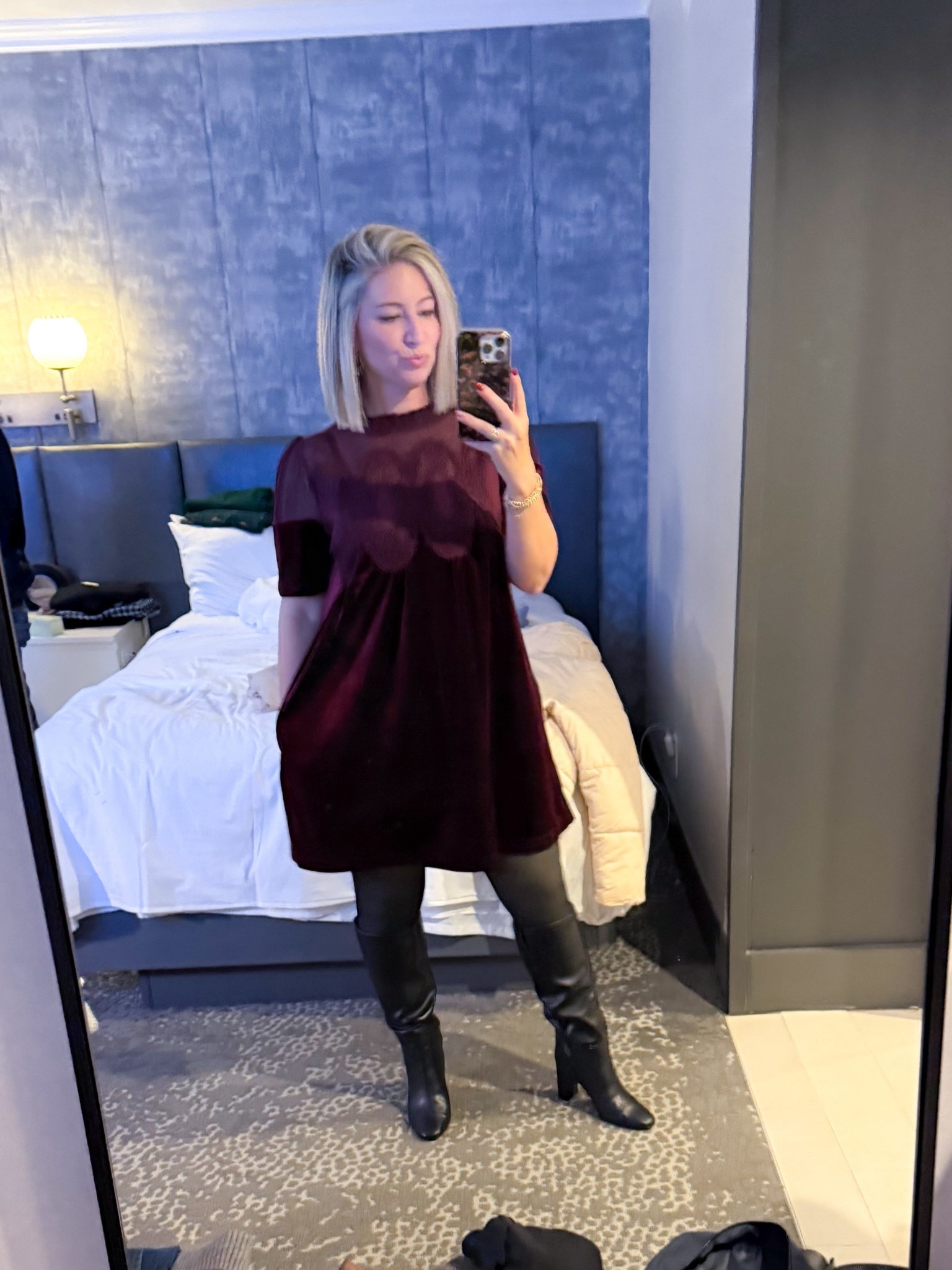 What I wore in NYC to the Rockettes! Absolutely loved this velvet dress from #amazon with fleece lined tights. 

#LTKgrwm #LTKSeasonal #LTKFindsUnder100