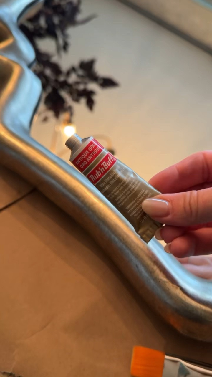 Trying Rub ‘N Buff for the first time to make the mirror and chandelier in the dining room match! 🤩🤯 rub n buff, diy crafts, dining room, Come Stay Awhile, Amanda Vernaci.