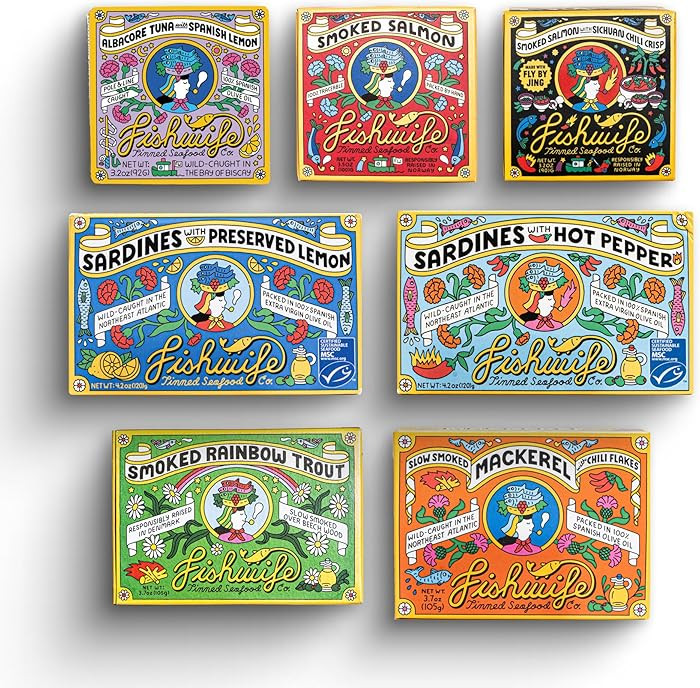 Fishwife Starter 7-Pack (Variety of Tinned Seafood including Smoked Salmon, Rainbow Trout, Sardin... | Amazon (US)
