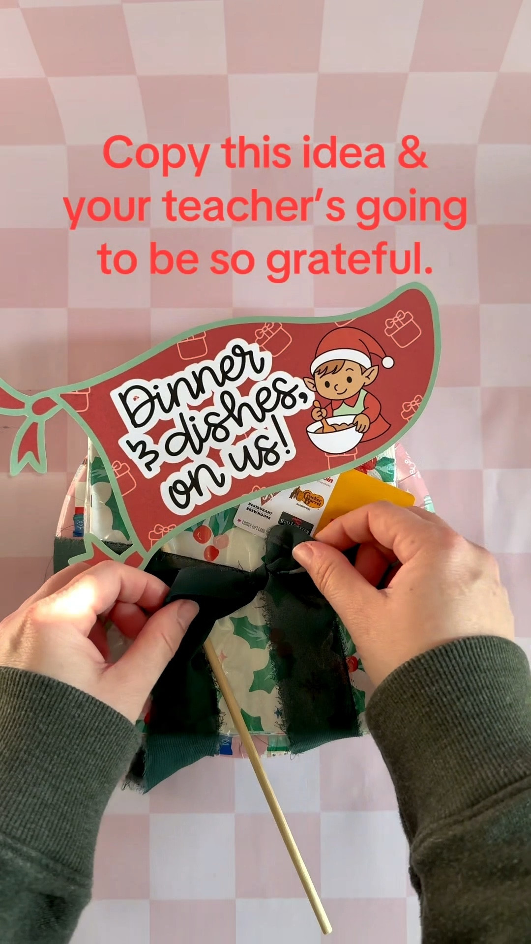 Teacher Christmas gift that's cute, affordable, AND actually useful?
Paper plates + napkins + a food gift card + a little pennant = an stress-free night during holiday break. Teachers deserve it! 

Sharing this idea for all the moms who are overwhelmed but still want to be thoughtful. 😉 

Pennant - Park B Prints on Etsy

#teachergiftideas #christmasteachergift #easyteachergifts #holidayteachergifts #teacherappreciation

#LTKKids #LTKHoliday #LTKGiftGuide