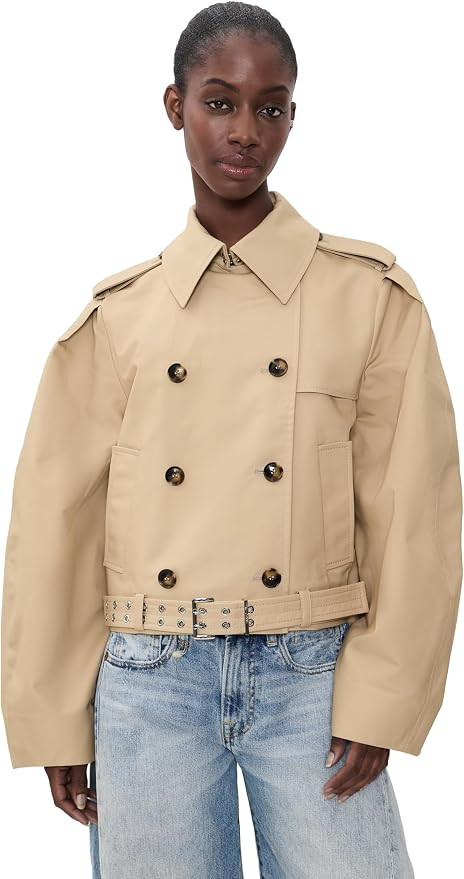 Ganni Women's Double Cotton Belted Jacket | Amazon (US)