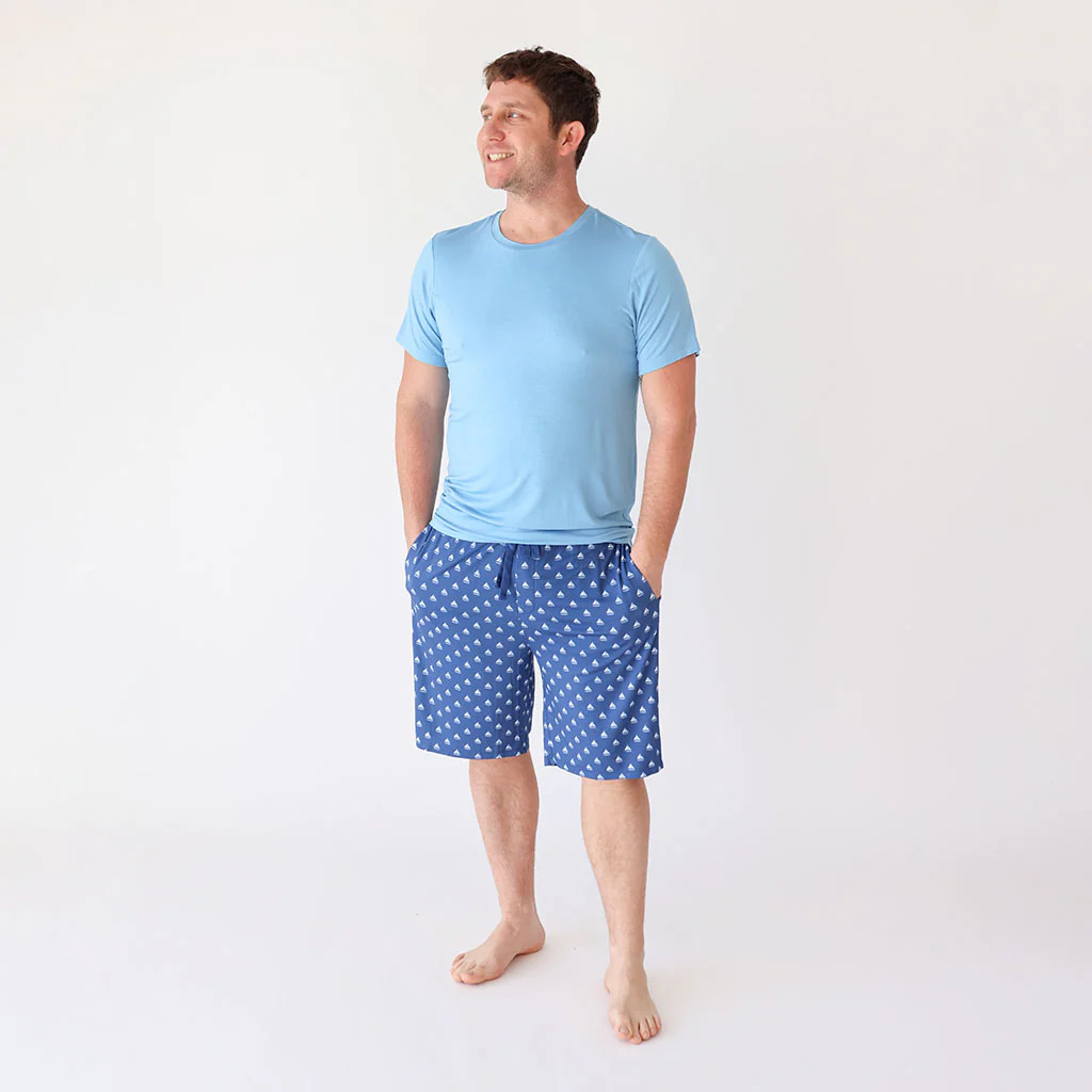 Sailboats Blue Short Sleeve Mens Loungewear | Mariner | Posh Peanut