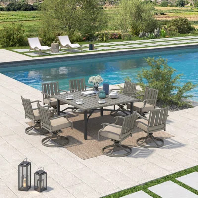 Azur Square 8 - Person 63.2" Long Dining Set with Sunbrella® Cushions | Wayfair North America