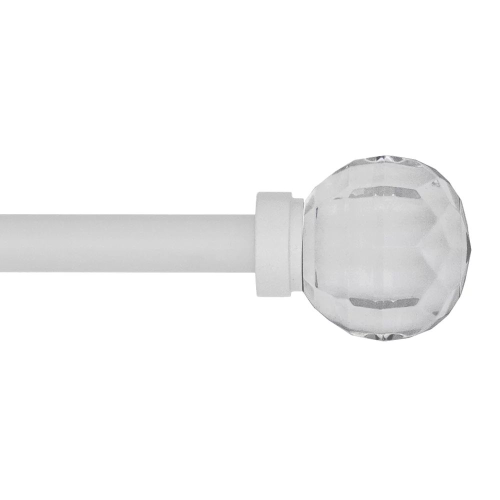Mainstays 1/2" Adjustable Single Curtain Rod, 28"-48", White Acrylic Ball - Walmart.com | Walmart (US)