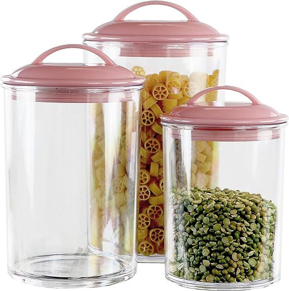 Reston Lloyd 6pc Acrylic Canister Set, Set of 3, Pink | Amazon (US)