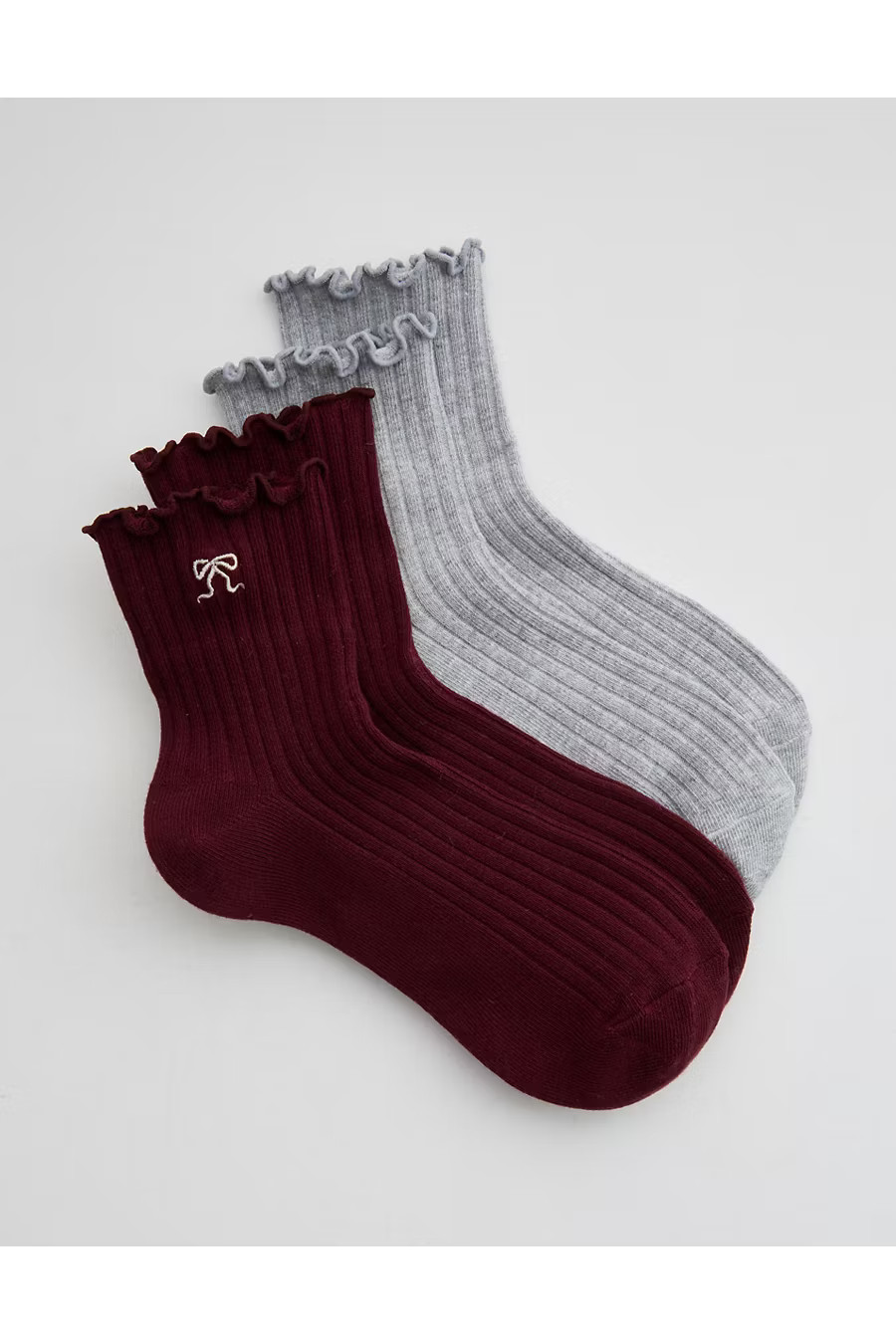 Aerie Lettuce Edge Bobby Sock 2-Pack Women's Cool Berry One Size | American Eagle Outfitters (US & CA)