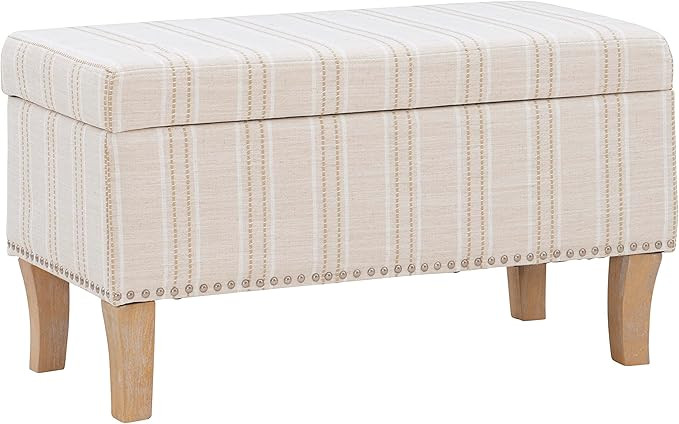 Linon Linen Stripe Upholstered Storage Stephanie Ottoman | Amazon (US)