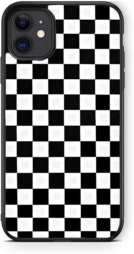 XUNQIAN iPhone 11 Case, Black White Checkered Flag Geometric Checkered Pattern Thin Soft Black TP... | Amazon (US)