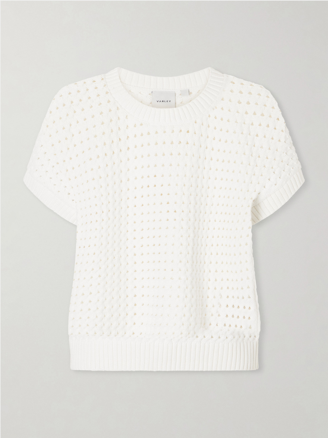 Varley - Denny Open-knit Cotton-blend T-shirt - White | NET-A-PORTER (US)