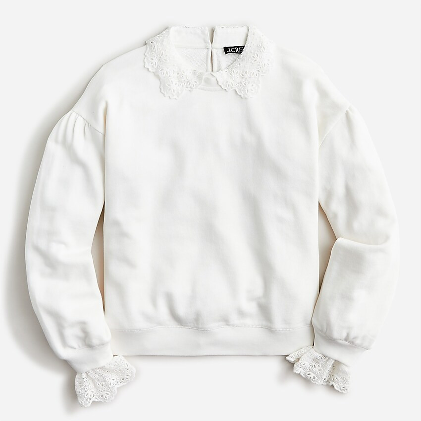 Lace-collar crewneck sweatshirt | J. Crew US