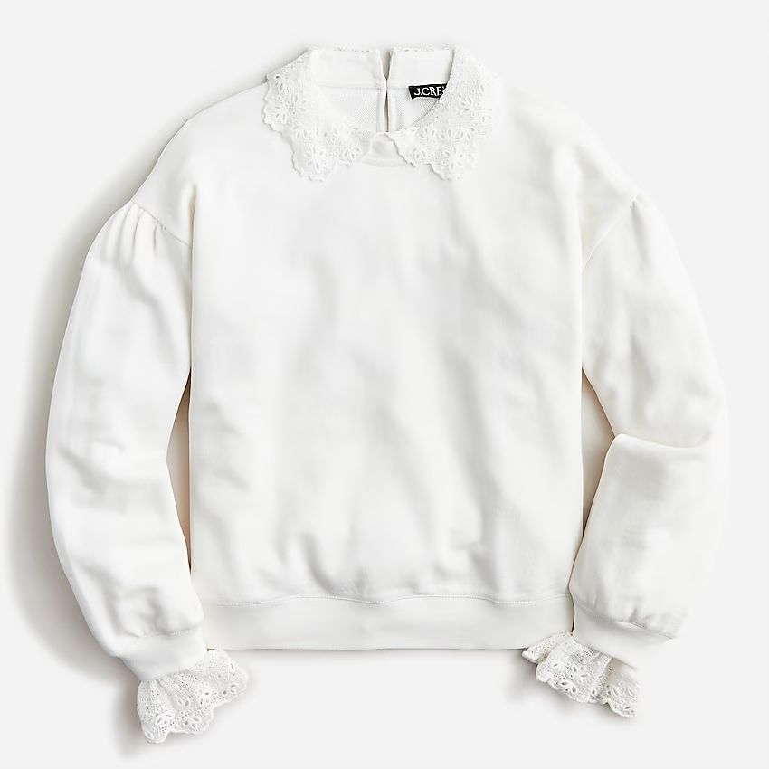 Lace-collar crewneck sweatshirt | J.Crew US