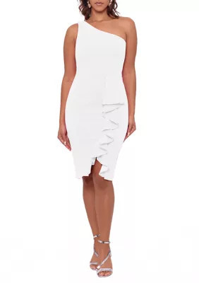 Betsy & Adam Women's One Shoulder Ruffle Gown | Belk