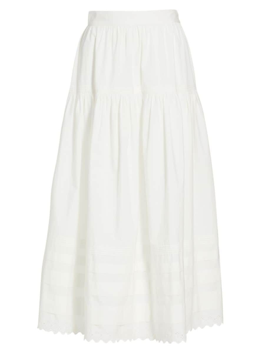 Shop D Ô E N Sebastiane Tiered Cotton Maxi Skirt | Saks Fifth Avenue | Saks Fifth Avenue