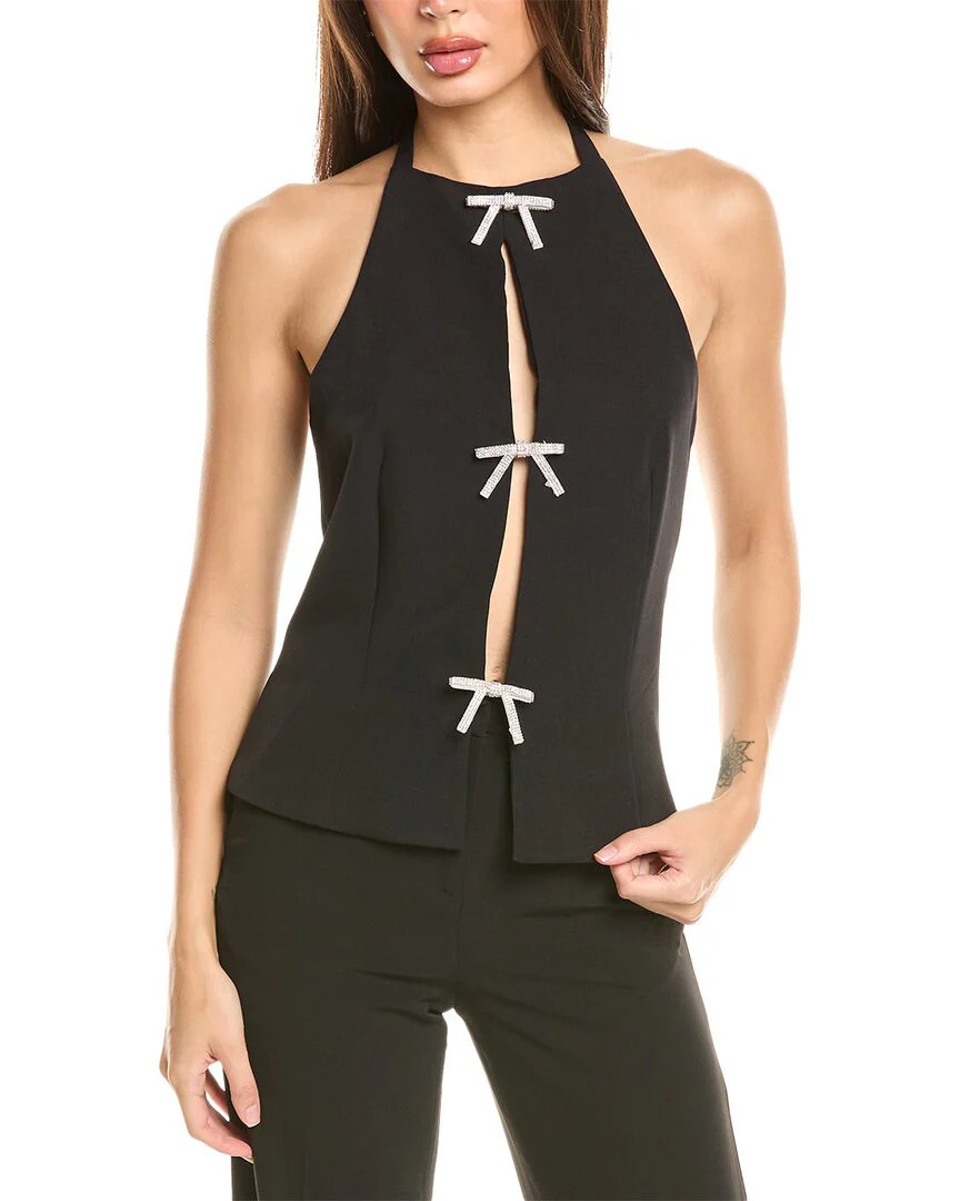 & Rouge Crystal Bow Halter Top | Shop Simon