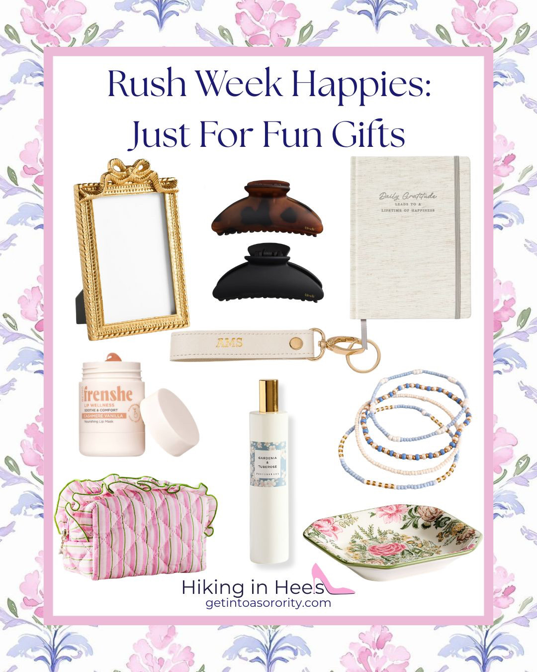 “Rush Happies” are the perfect way to let your daughter know you’re thinking about her and cheering her on during rush!! A small, thoughtful gift is all there is to it! Here’s a list of our favs certain to make any college girl happy✨👠 

 #sororityrush #sororityrecruitment #sororitystyling #sororityrushprep #rushgifts #giftideas #sororityrushcoach #sororityrushconsultant #sororityconsultant #rushconsultant #sororityrecruitmentconsultant #sororityrecruitmentcoaching #rushtok #sororityrecruitmentcoach #gogreek #readyforrecruitment #recruitmentready #rushready #hikinginheels
