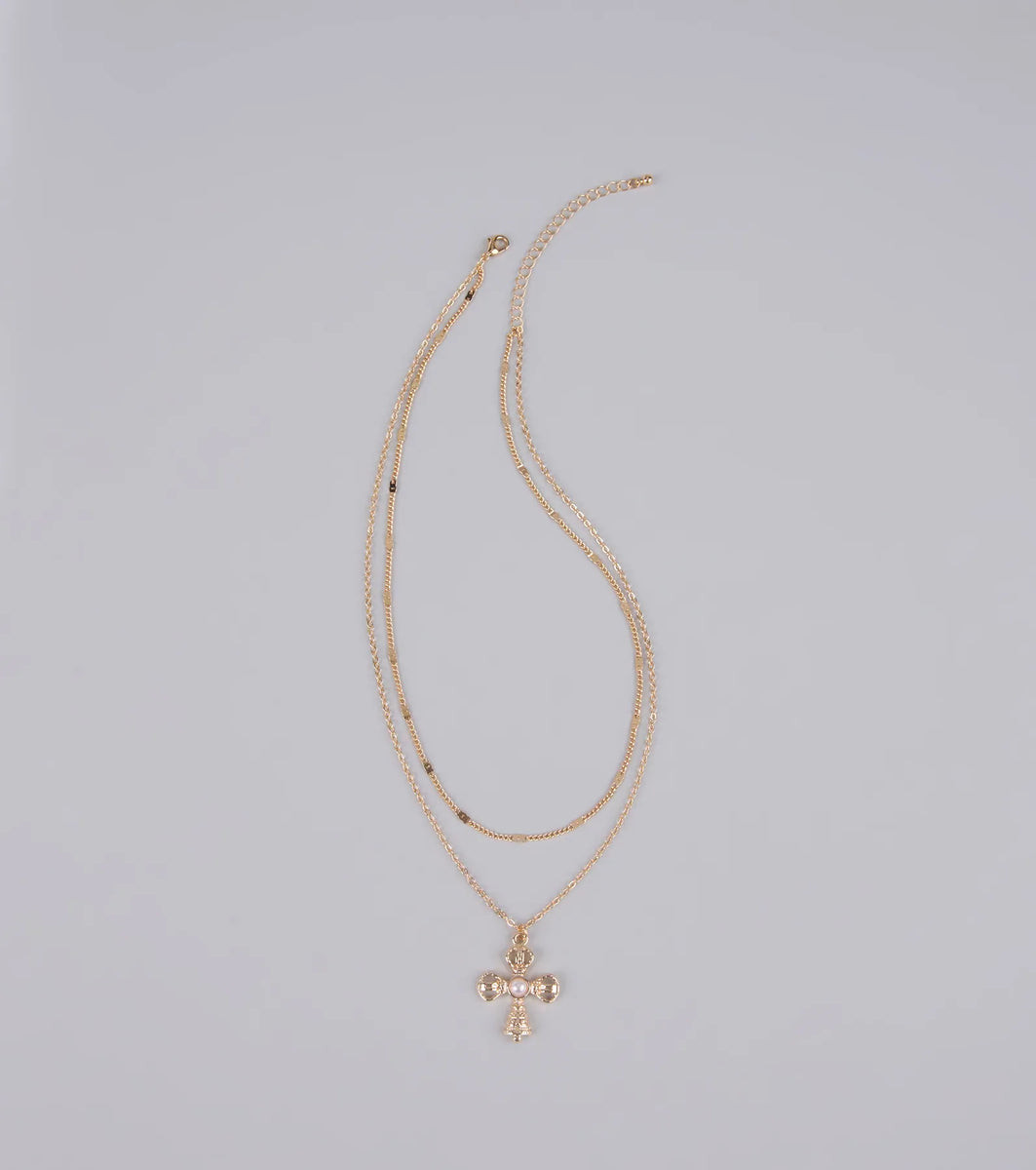 Fashionable Faith Layered Cross Pendant Necklace | Windsor Stores