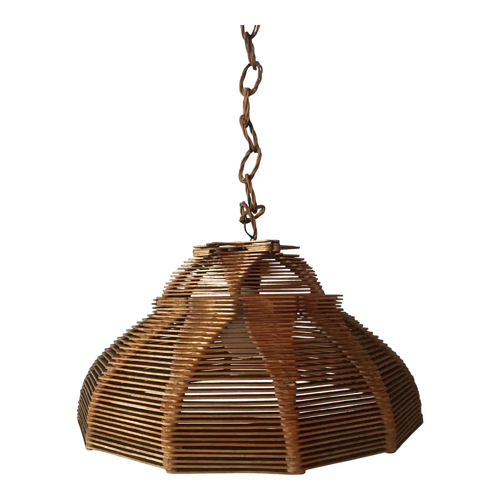 Folk Art Popsicle Stick Pendant Hanging Light | Chairish