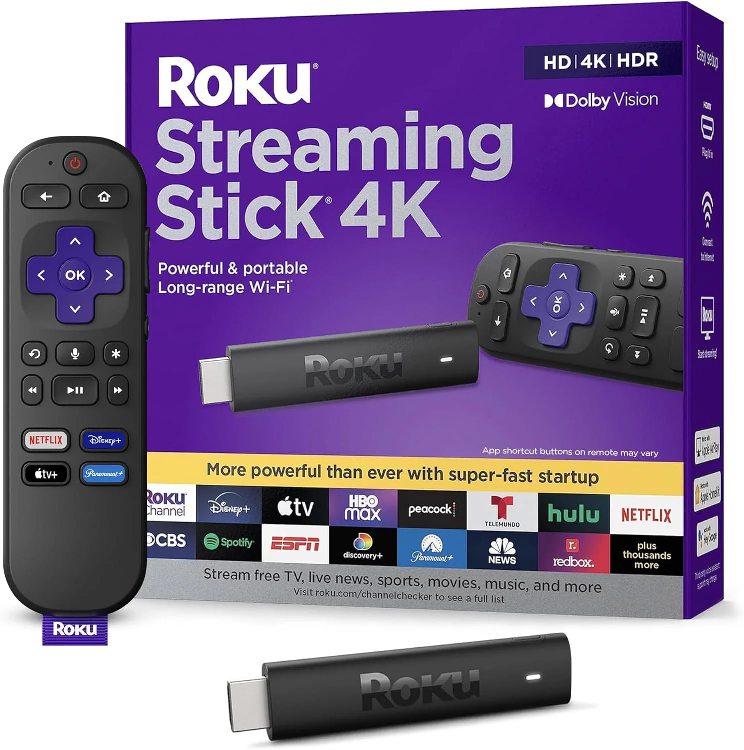 Roku Stick HD/4K/HDR/Dolby Vision Smart Streaming Device with Remote Control Included in Black | 3820R2 | Lowe's