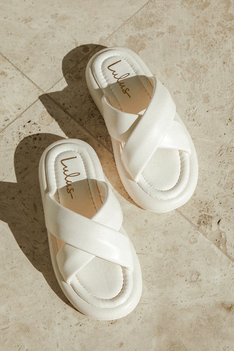 Sumire Bone Flatform Slide Sandals | Lulus