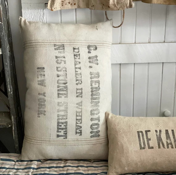Vintage grain sack pillow/ New York/ seed sack/ advertising | Etsy | Etsy (US)