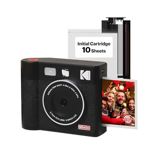 KODAK Mini Shot 4 ERA 4PASS 2-in-1 Instant Camera and Photo Printer (4x4) (Black, Camera + 10 Sheets) | Amazon (US)