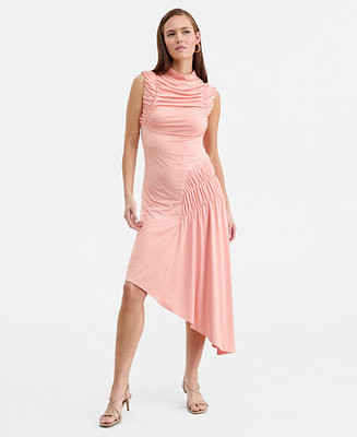 Bar III Women's Ruched Asymmetric Midi Dress, Macy's Exclusive - Macy's | Macy's