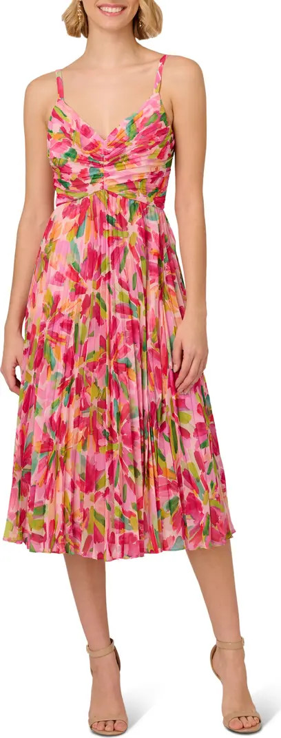 Adrianna Papell Pleated Cocktail Midi Dress | Nordstrom | Nordstrom