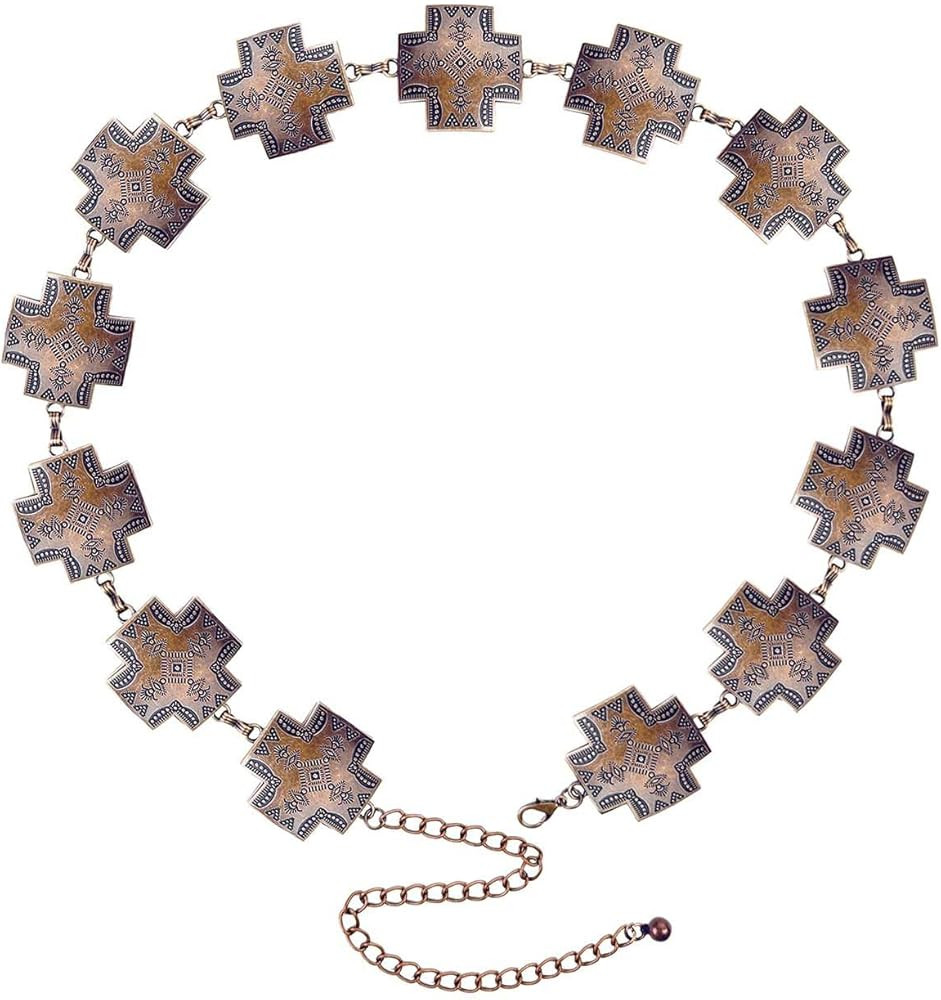 TOPACC Concho belts for Women Western Metal Cowgirl Boho Chain Belt for Dresses Jeans Country Con... | Amazon (US)