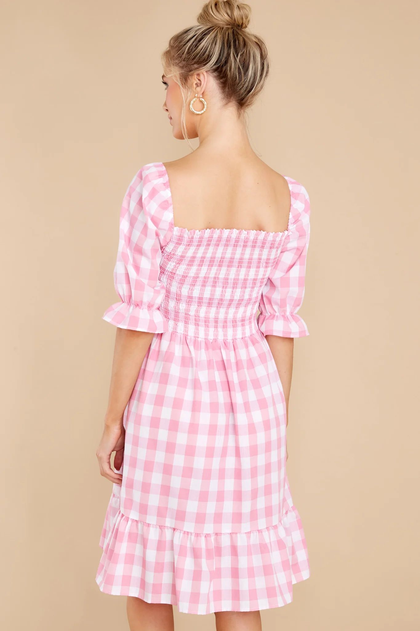 Picnic In Paradise Pink Gingham Dress | Red Dress 
