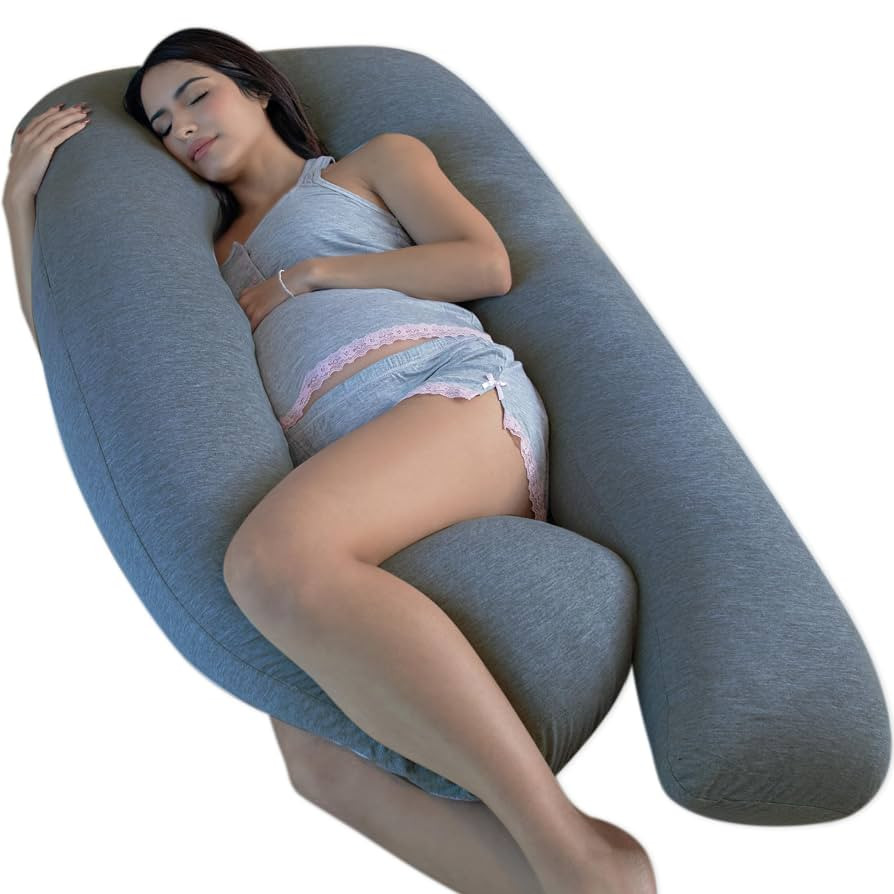 Pharmedoc Pregnancy Pillows, U-Shape Full Body Pillow - Solid – Cooling Removable Cover Dark Gr... | Amazon (US)