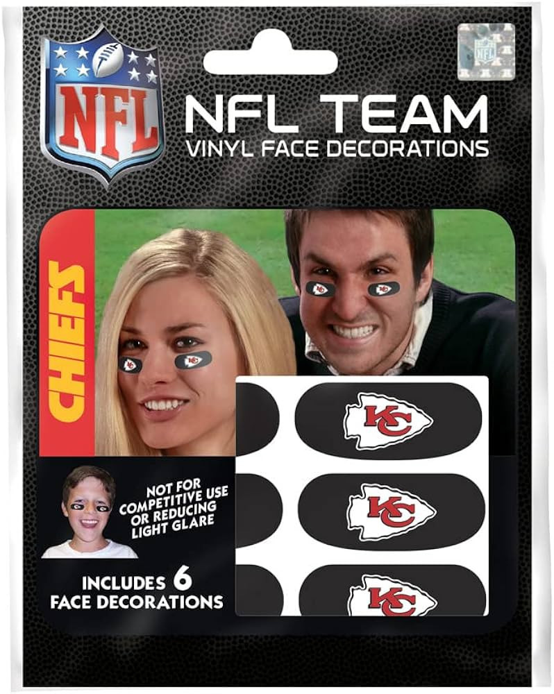 Party Animal Kansas City Chiefs Eye Black Stickers (2 Pack) | Amazon (US)
