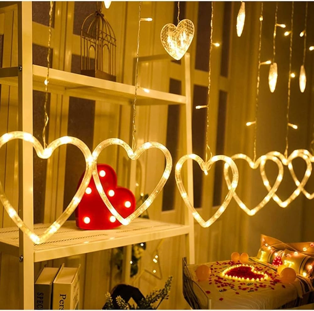 Efunly Valentines Day Decor Lights,138 LED 12-Heart-Shaped String Lights Waterproof,8 Modes Conne... | Amazon (US)