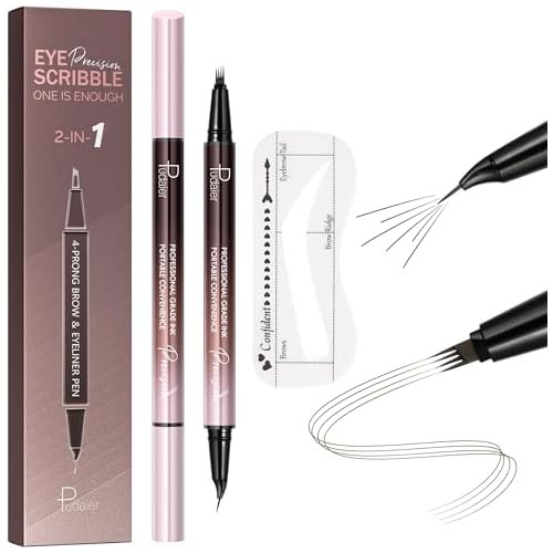 Waterproof Microblading Eyebrow Pen,2-in-1 Dual Ended Eyebrow Pen & 10 Eyebrow Stamp,4-Fork-Tip &... | Amazon (US)