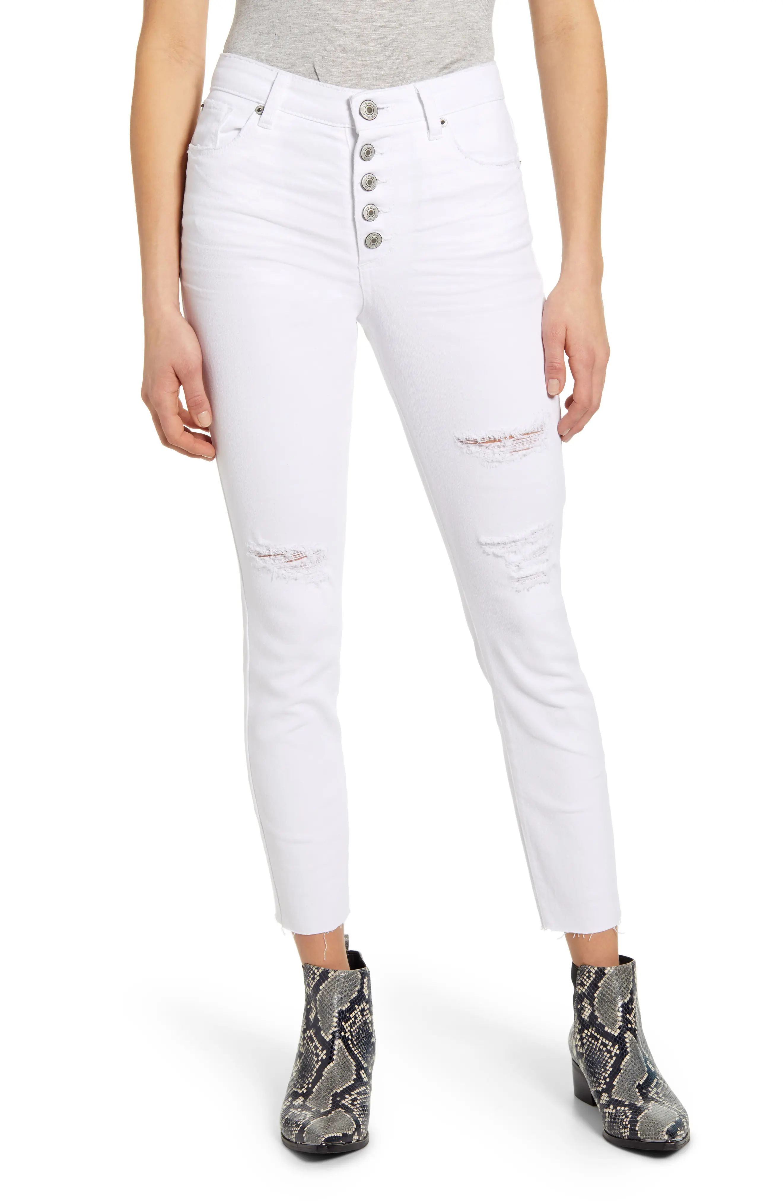 Women's Sts Blue Ellie Distressed Crop Skinny Jeans, Size 27 - White | Nordstrom