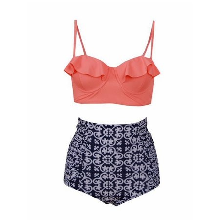 ELEOPTION 2018 New Fashion Sexy High Waisted Swimsuit Bikini Set Womens Halter Push Up Padded Bikini | Walmart (US)