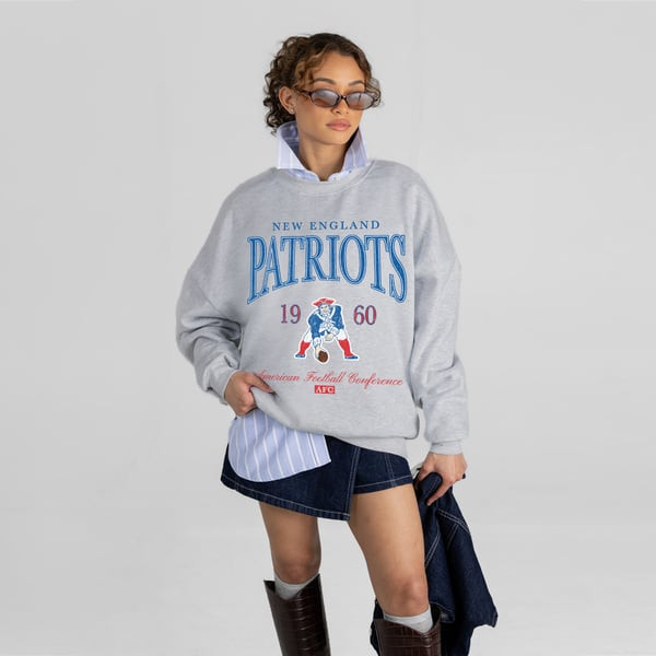 New England Patriots Gameday Couture Women's Instant Classic Oversized Premium Drop Shoulder Sweatshirt - Ash | Fanatics