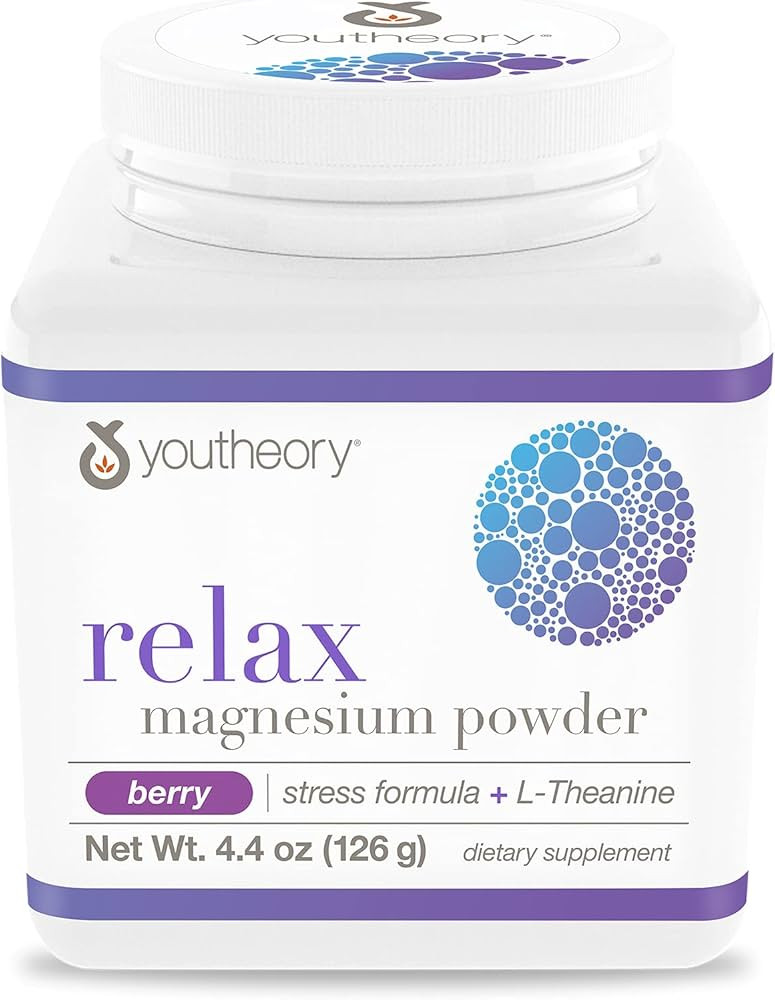 Youtheory Relax Magnesium Powder - Vegan Stress Relief Supplement with L-Theanine & GABA* - Suppo... | Amazon (US)
