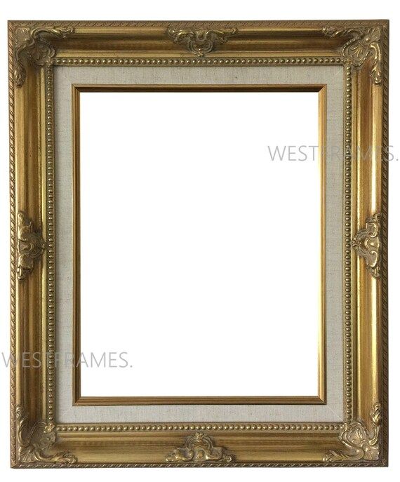 West Frames Estelle Antique Gold Leaf Wood Baroque Picture Frame with Natural Linen Liner | Etsy (US)