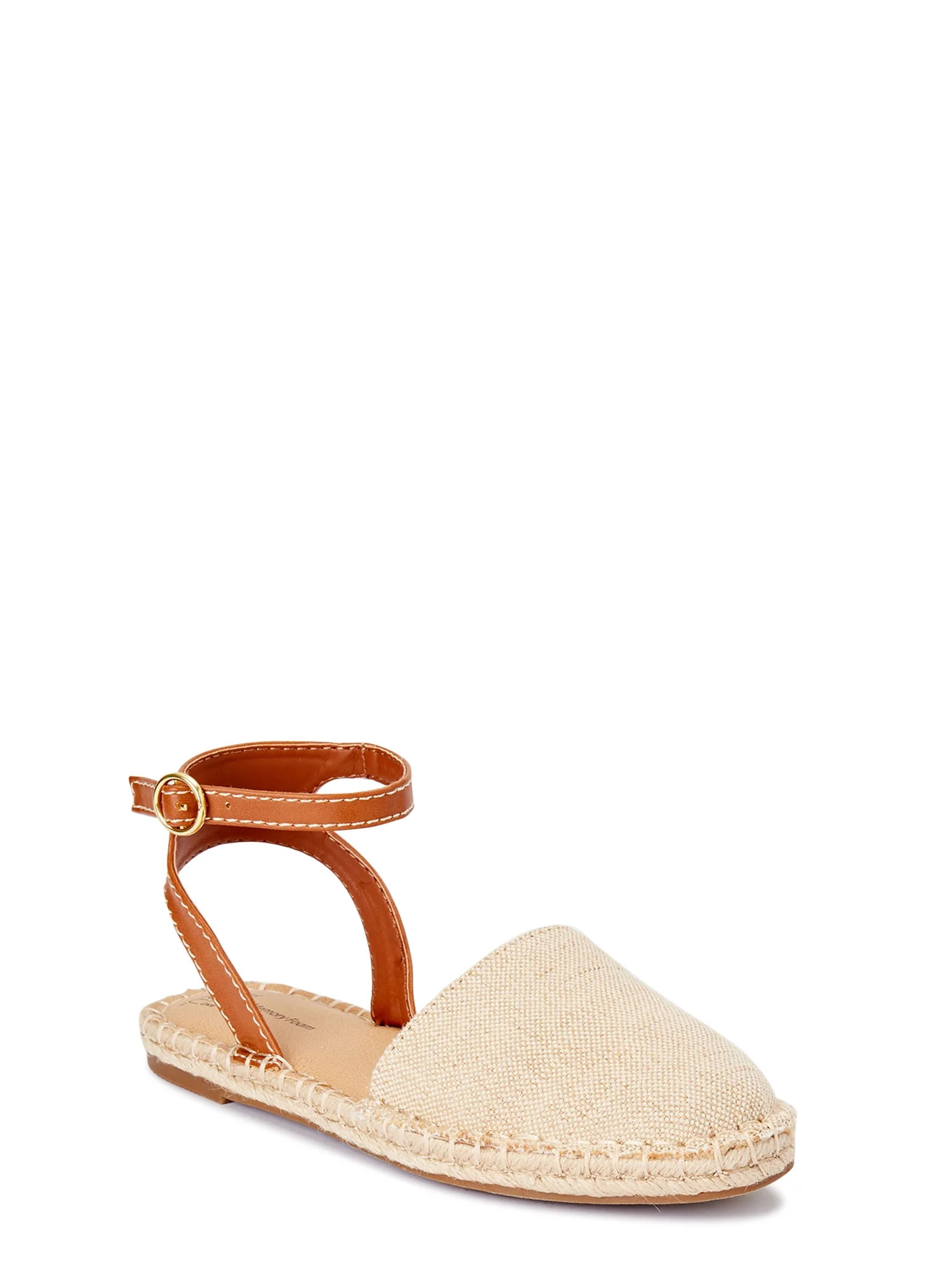 Time and Tru Women's Ankle Strap Espadrille Flats (Wide Width Available) | Walmart (US)