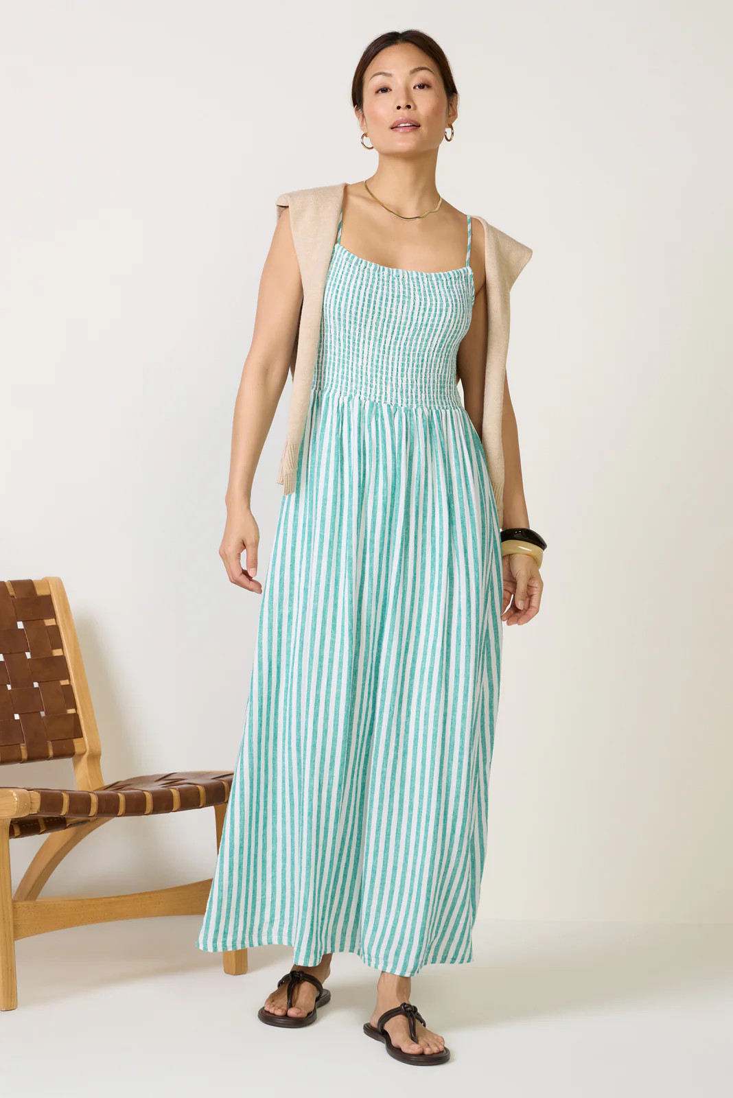 Bayside Striped Linen Dress | Evereve