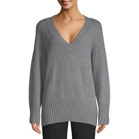 Scoop Slouchy V-Neck Sweater Women's | Walmart (US)