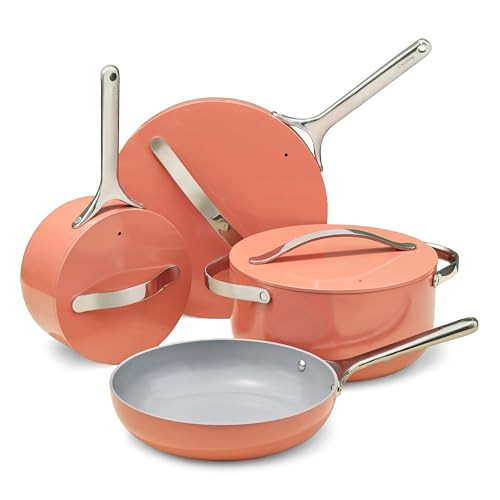 Caraway Non-stick Ceramic Cookware Set (12 Piece) Pots, Pans, Lids and Kitchen Storage - PFAS & PFOA Free - Oven Safe Pan Set & Compatible with All Stovetops - Perracotta | Amazon (US)