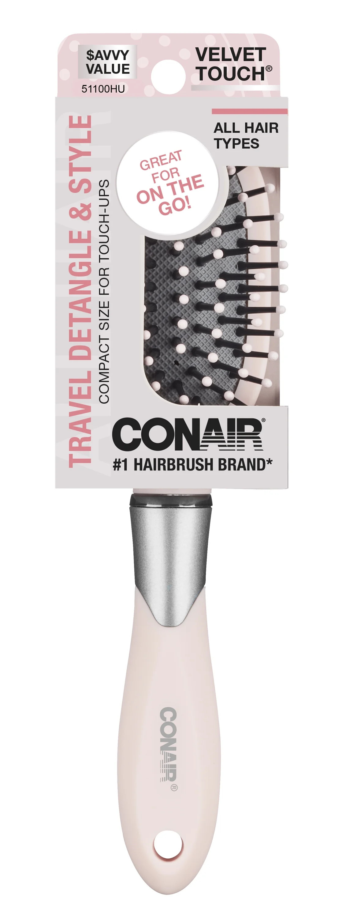 Conair Velvet Touch Cushion Brush, Travel Brush, Compact Size | Walmart (US)