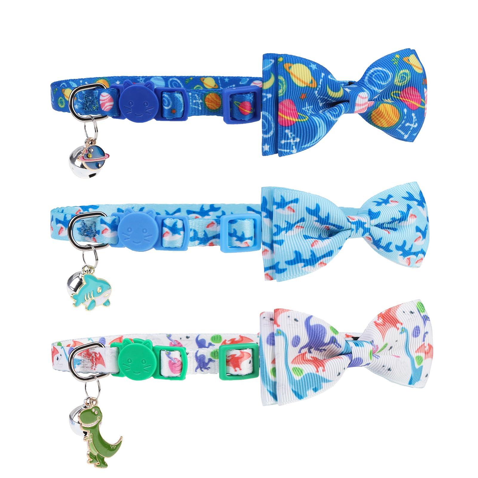 PUPTECK Bowtie Cat Collar with Bell Breakaway 3 Packs, Blue Kitten Bow Tie Collar for Boy Girl Sm... | Amazon (US)