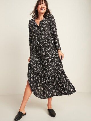 Floral-Print Maxi Tiered-Hem Swing Dress for Women | Old Navy (US)