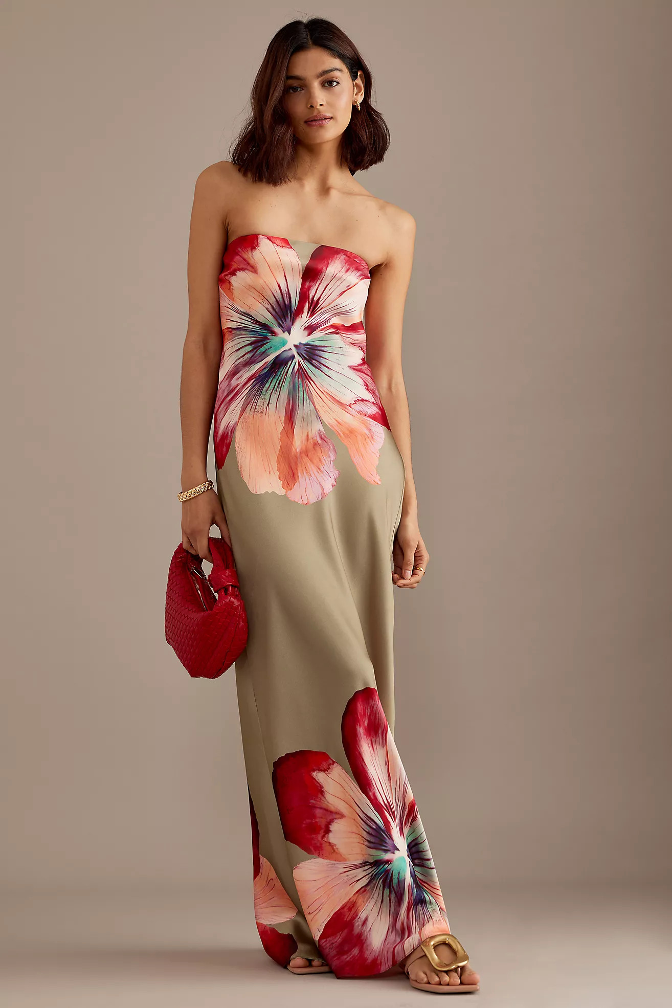 The Fleur Strapless Satin Maxi Slip Dress | Anthropologie (UK)