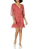Sugarlips Women's Cleo Floral Print Ruched Ruffle Dress, RED-WHT, Small | Amazon (US)
